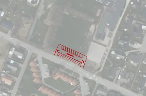 Viser billede af forslag til parkeringsplads ved indskolingen.