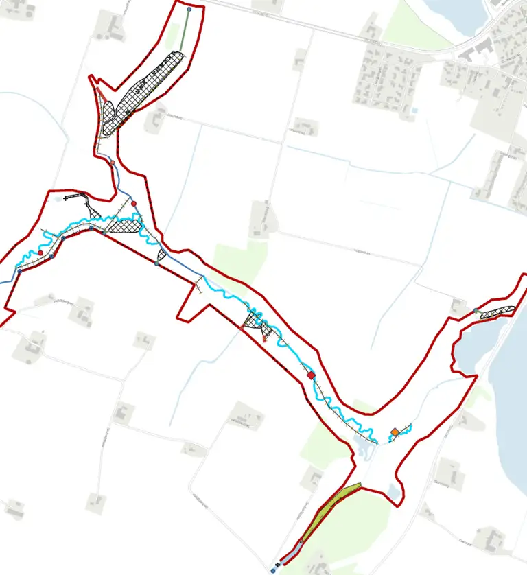 På billedet ses et kort over området. Hvis du har brug for at få forklaret kortet, er du velkommen til at ringe til os. 