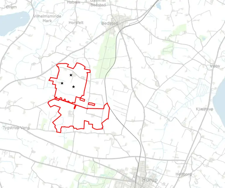 Kortet viser den potentielle afgrænsning og placering af projektforslaget 