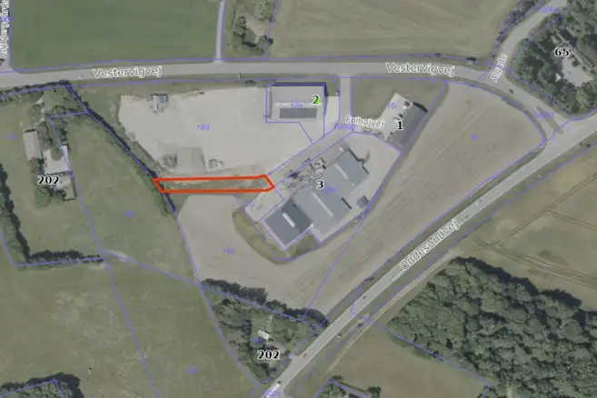 Kortbilag viser det omhandlende vejstykke markeret med rød