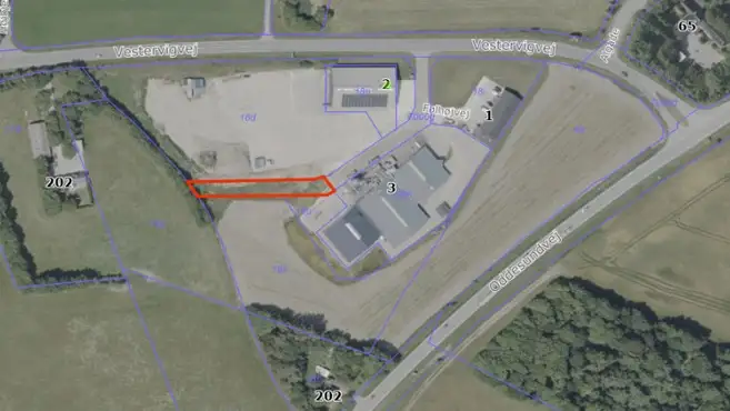 Kortbilag viser det omhandlende vejstykke markeret med rød