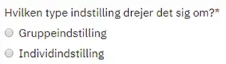 Billedet viser at man kan v&aelig;lge mellem Gruppeindstilling og Individindstilling