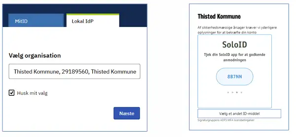 Billedet viser hvordan man v&aelig;lger Lokal IdP